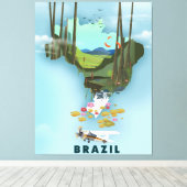 ブラジルの地図図解入りの、写真付きの旅行ポスター キャンバスプリント (インサイチュ (ウッドフロア))