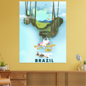 ブラジルの地図図解入りの、写真付きの旅行ポスター キャンバスプリント (インサイチュ (リビング))
