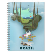 ブラジルの地図図解入りの、写真付きの旅行ポスター ノートブック (正面)