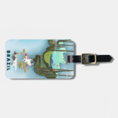 ブラジルの地図図解入りの、写真付きの旅行ポスター ラゲッジタグ (正面横)