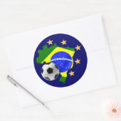 ブラジルの地図5星サッカーボールの贈り物 ラウンドシール (封筒)
