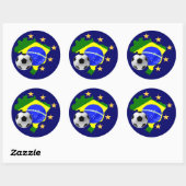 ブラジルの地図5星サッカーボールの贈り物 ラウンドシール (シート)