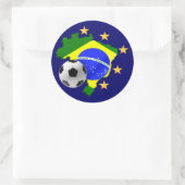 ブラジルの地図5星サッカーボールの贈り物 ラウンドシール (バッグ)