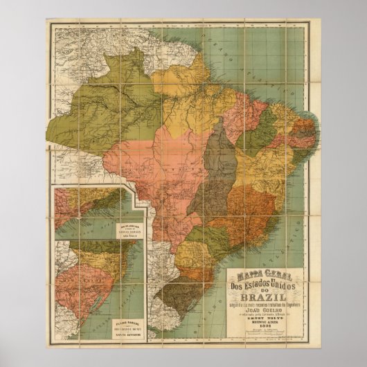ブラジルの地図 ポスター (正面)