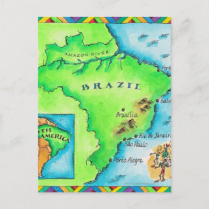 ブラジルの地図 ポストカード