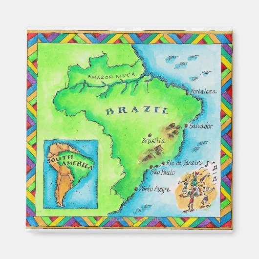 ブラジルの地図 マグネット (正面)