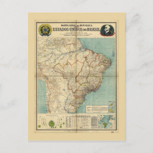 ブラジルの地図（1908年） ポストカード
