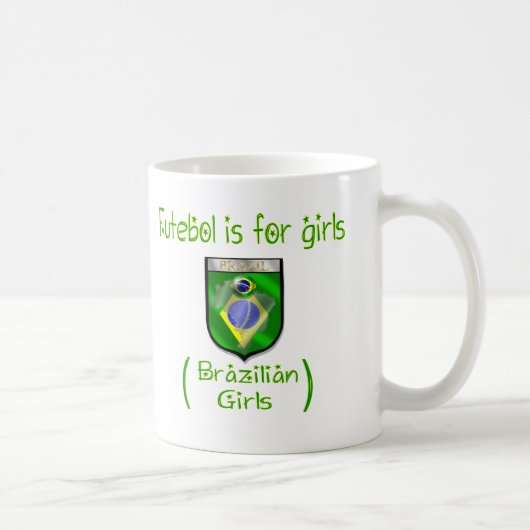 ブラジルの女の子- Futebolは女の子のためです コーヒーマグカップ (右)