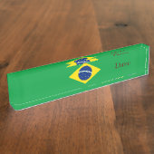 ブラジルの愛国的な国旗 デスクネームプレート (側面)