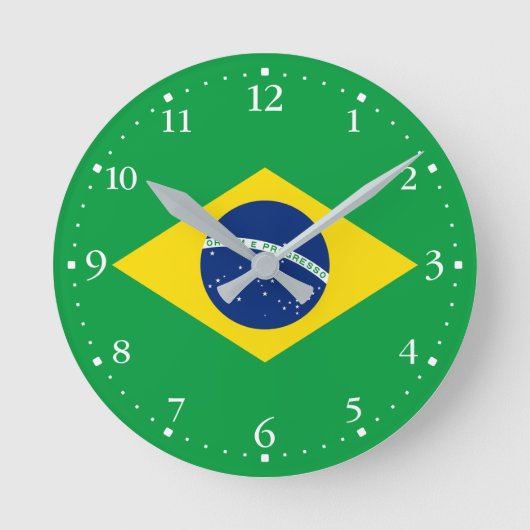 ブラジルの愛国的な旗 ラウンド壁時計 (正面)