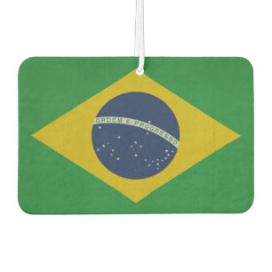 ブラジルの抽象的でグランジな旗のイラストレーション カーエアーフレッシュナー