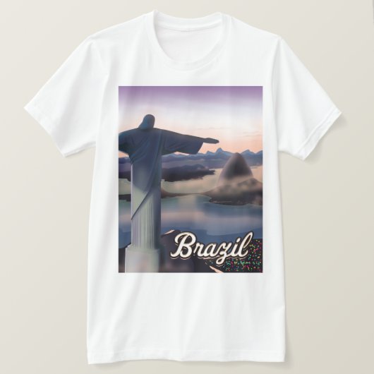 ブラジルの旅行ポスターアートプリント Tシャツ (デザイン正面)