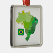 ブラジルの旗および政治地図 メタルオーナメント (右)