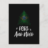 ブラジルの旗が付いている明けましておめでとうのクリスマスツリー シーズンポストカード (正面)