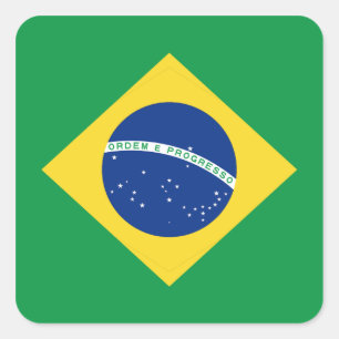 ブラジルの旗のステッカー スクエアシール