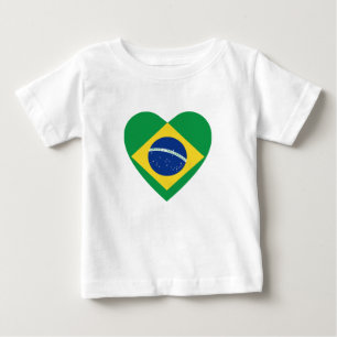 ブラジルの旗のハートのTシャツ ベビーTシャツ