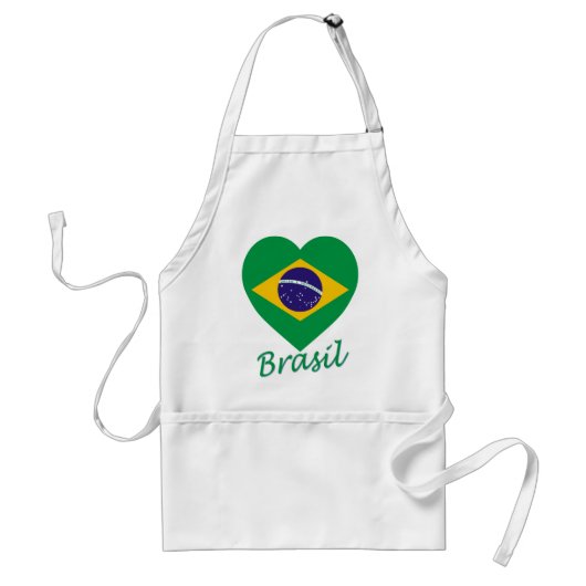ブラジルの旗のハート スタンダードエプロン (正面)
