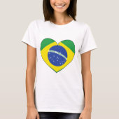 ブラジルの旗のハート Tシャツ (正面)