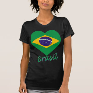 ブラジルの旗のハート Tシャツ