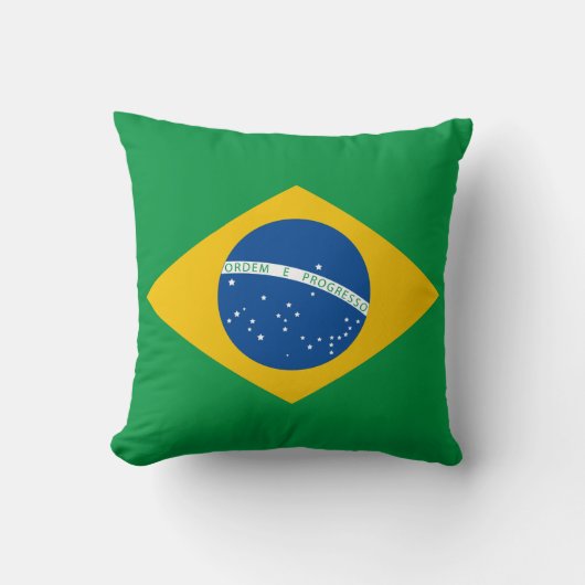 ブラジルの旗の枕、ブラジル、緑の黄色い青 クッション (正面)