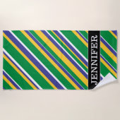 ブラジルの旗は着色されたストライプなパターンをインスパイア ビーチタオル (正面)