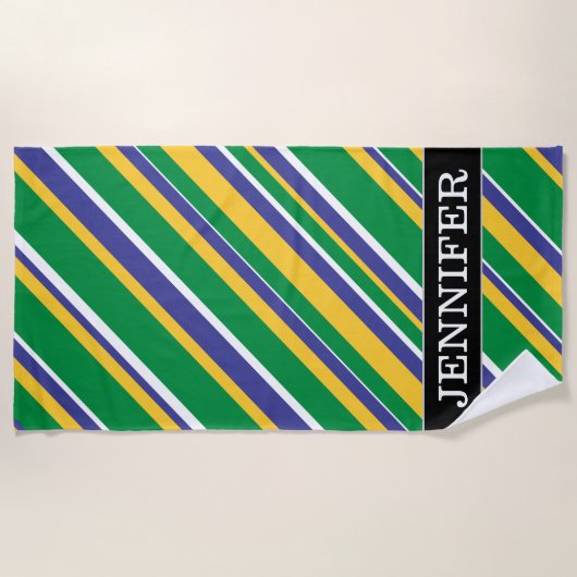 ブラジルの旗は着色されたストライプなパターンをインスパイア ビーチタオル (正面)