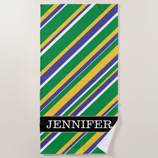 ブラジルの旗は着色されたストライプなパターンをインスパイア ビーチタオル (正面)