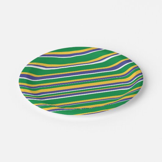 ブラジルの旗は着色されたストライプなパターンをインスパイア ペーパープレート (アングル)
