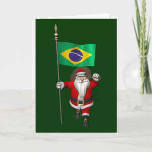 ブラジルの旗を持つサンタクロース シーズンカード