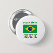 ブラジルの旗タイルパーソナライズドヘリテージ 缶バッジ (正面&裏面)