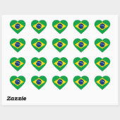 ブラジルの旗ハートステッカー ハートシール (シート)