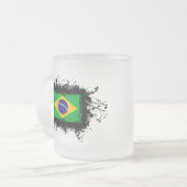 ブラジルの旗 フロストグラスマグカップ (正面左)