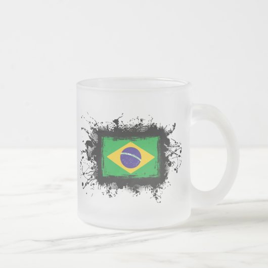 ブラジルの旗 フロストグラスマグカップ (右)