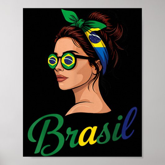 ブラジルの旗 ブラジル出身 ブラジルの誇り ブラジル ポスター (正面)
