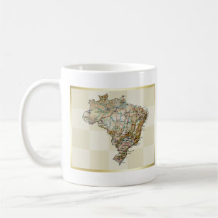 ブラジルの旗 + 地図のマグ コーヒーマグカップ