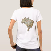 ブラジルの旗 + 地図 + 文字のTシャツ Tシャツ (裏面)