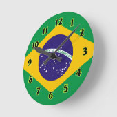 ブラジルの旗WallClocks ラウンド壁時計 (傾斜)