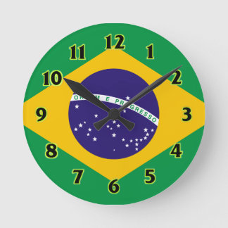 ブラジルの旗WallClocks ラウンド壁時計