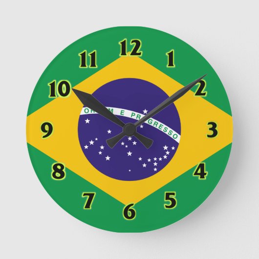ブラジルの旗WallClocks ラウンド壁時計 (正面)