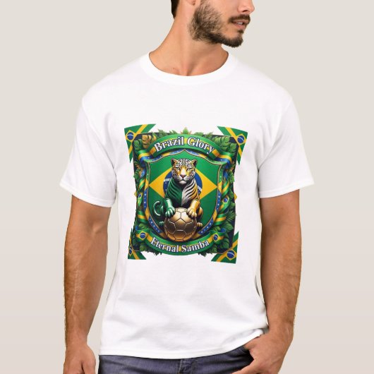 ブラジルの永遠のジャガー昇天、ブラジルギフト Tシャツ (正面)