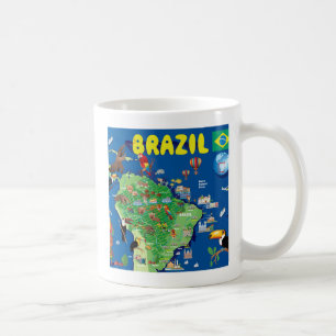 ブラジルの漫画の地図 コーヒーマグカップ