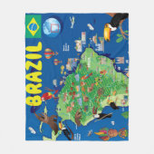 ブラジルの漫画の地図 フリースブランケット (正面)