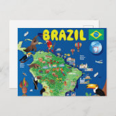 ブラジルの漫画の地図 ポストカード (正面/裏面)