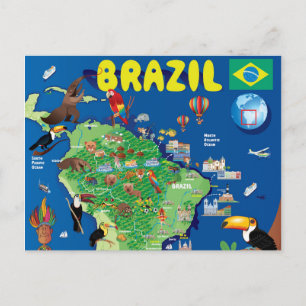 ブラジルの漫画の地図 ポストカード