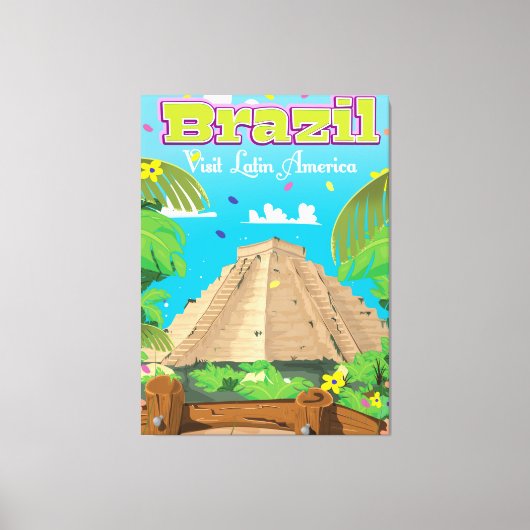 ブラジルの漫画旅行ポスター印刷 キャンバスプリント (正面)