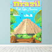 ブラジルの漫画旅行ポスター印刷 キャンバスプリント (インサイチュ (ウッドフロア))