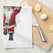ブラジルの看板のあるサンタクロース キッチンタオル (四つ折り)