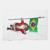 ブラジルの看板のあるサンタクロース キッチンタオル (横)