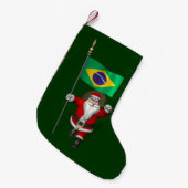 ブラジルの看板のあるサンタクロース スモールクリスマスストッキング (正面 (吊り時))