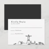 ブラジルの結婚式 | スタイライズされたスカイライン 出席確認 出欠カード (正面/裏面)